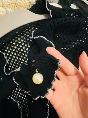 women cardigan black cape top Size 1 thumbnail 3