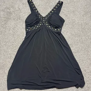 Style & Co Black Embellished V-Neck Mini Dress thumbnail 1