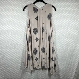 Free People Cream Black Diamond Print‎ Tree Swing Dress thumbnail 6
