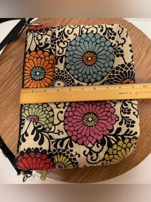 Danny K of Beverly Hills Large Zipper Dahlia Floral Tapestry Crossbody Purse thumbnail 8
