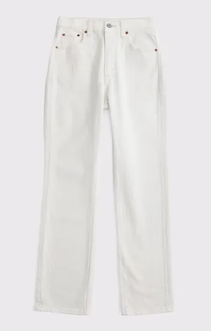 Abercrombie Cream Ankle Straight Ultra High-Rise Jeans thumbnail 1