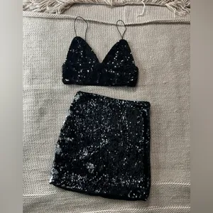 Forever 21 NYE Crop Set Dress Sequin Multi F21 thumbnail 3
