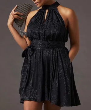 Black Satin Halter Dress thumbnail 6