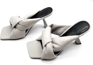 Marc Fisher Womens Gray Knot Comfort Dellian Square Toe Slip On Leather Heeled thumbnail 1