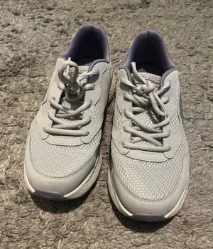 Skechers Light Gray and Lavender Lace-Up Athletic Sneakers thumbnail 1