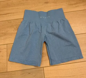 NVGTN Seamless Biker Shorts Blue Medium High Rise Workout Gym Large thumbnail 1