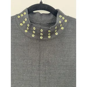 Black Rivet Metallic Sweater Vest XL Gray Gold Grommet Mock Neck Sleeveless Top thumbnail 3