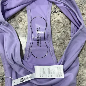 NEW CUPSHE Lace-Up Top & High-Waist Bottoms 2-Pc Bikini, Lavender, Size Small thumbnail 6