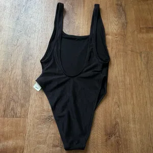 NEW Aerie One Piece Cheekiest Black Ribbed Swimsuit Women’s XS thumbnail 3