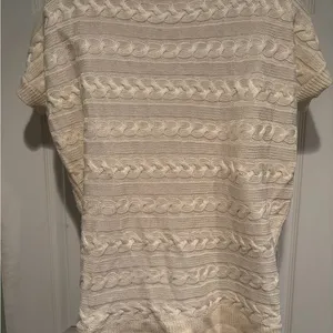 Ralph‎ Lauren Inspired Cable Knit Sweater Top Cream Coastal Grandma Quiet Luxury thumbnail 6