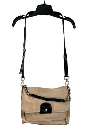 COLE HAAN‎ Leather Light Pale Beige Handbag Purse Satchel Chain thumbnail 1