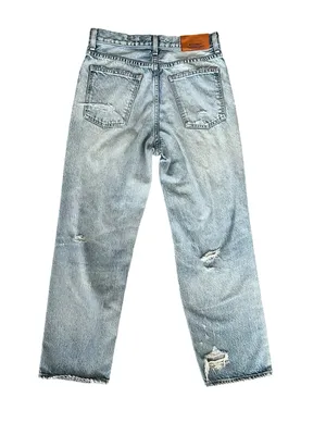 Moussy Women’s High Waisted Straight Leg Distressed Light Wash Jeans Size 26 thumbnail 5