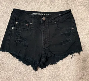 Black American eagle stretch denim shorts thumbnail 1