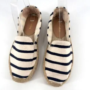 Soludos‎ Smoking Slipper Espadrille slip on shoes striped black tan size 5 thumbnail 3
