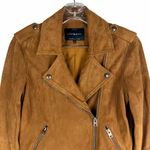 Lucky Brand Goat Suede Asymmetrical Zip Moto Jacket Brown Size XS thumbnail 5