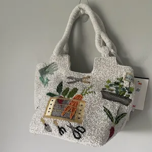 Beaded Purse Clutch Bag Made in India Vegetable Garden Cottagecore 10' x 7.5' thumbnail 3