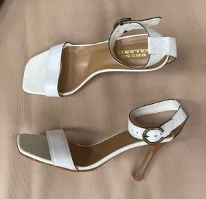 Bruno Valenti Leather Square‎ Toe Stiletto Sandal in White Size 10 thumbnail 1