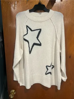 aerie Cream Sweater with Black Star Accents thumbnail 2