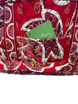 Vera Bradley Mandy Quilted Tote Bag Pink Red Rosy Posies Travel City Casual thumbnail 5