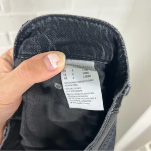 American Eagle Black Washed Denim Skater Jeans Size 4 Long thumbnail 4