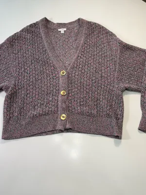 J. Jill 100% Cotton Mauve Knit Button-Front Cardigan Size Large thumbnail 2