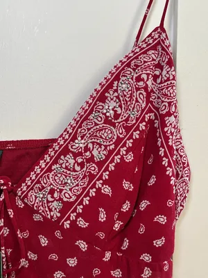 Wild Fable Red Paisley Bandana Rhinestone Cami Tank Top Medium NWT thumbnail 9