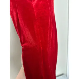 Vintage 90s Sz 4 Red Velvet Rhinestone Empire Waist Cap Sleeve Maxi Dress Gown thumbnail 12