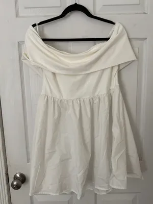 Shein Off-The-Shoulder Dress White drop waist thumbnail 1
