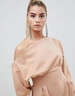 ASOS One Shoulder Light Pink Mini Dress thumbnail 2