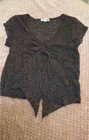 Orange Kiss Brown mesh top thumbnail 1