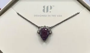 Bomb Party Necklace RBP5871 “Shimmering Moments” LC Ice Crystal on Hematite NWT thumbnail 1