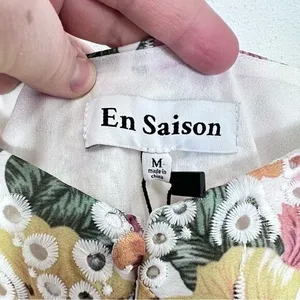 En Saison Pastel Eyelet Midi Dress Ruffle Sleeve Light‎ Pastel Yellow NWT thumbnail 8