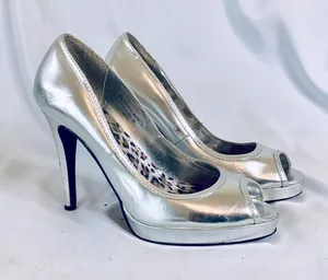 Colin Stuart Silver Peep Toe Pumps thumbnail 1