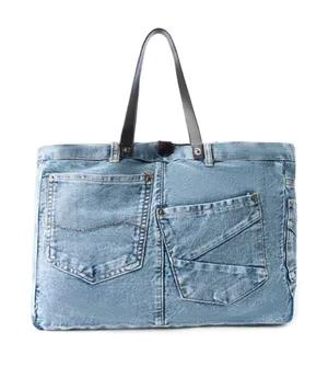 NWT Boho Western Patchpocket BillyJean Denim Tote Shoulder Bag thumbnail 1
