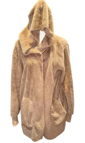 Fleece hooded cardigan Tan Size XL thumbnail 1