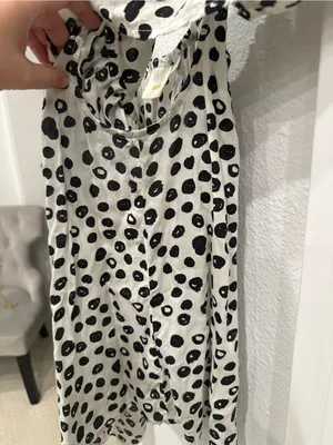 Maeve Anthropologie Polka Dot Peasant Blouse Medium Black White Puff Sleeve Top thumbnail 5