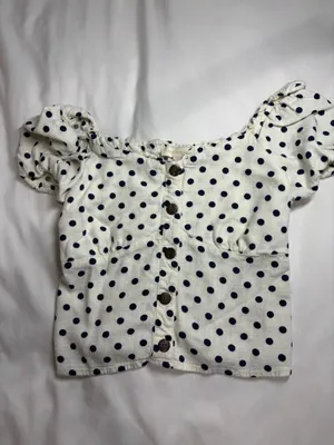 Monteau LA Cottagecore Coquette Y2K Polka Dot Puff Sleeve crop top Size M thumbnail 2