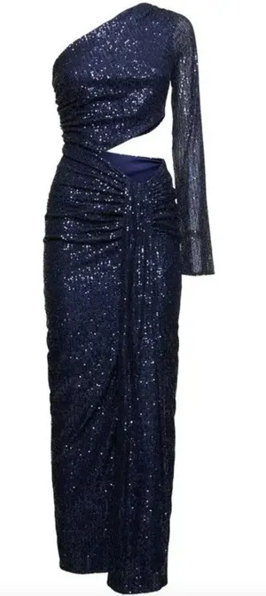 Baobab Midnights Sequined Maxi Dress Bejeweled Navy Blue Womens Size Large thumbnail 1