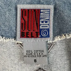 Vintage S Small Denim Jacket‎ Southwest Boho Aztec Embroidered Oversized USA thumbnail 7