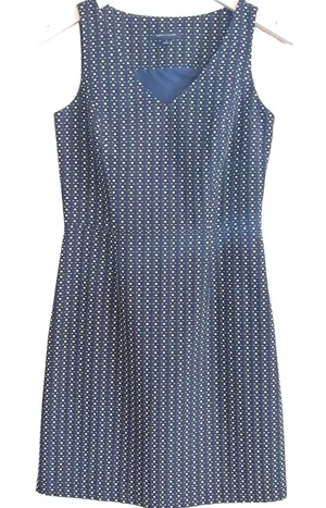 Tommy Hilfiger Sleeveless Sheath Dress Navy White‎ Geometric Textured Size 0 thumbnail 1