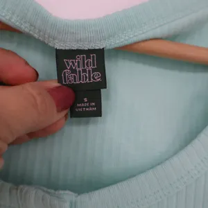 Wild Fable Crop Top Womens S Ribbed Henley Mint Green Short Sleeve Excellent thumbnail 3