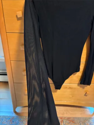 Princess Polly Lukea Black Sheer-Sleeve Long-Sleeve Bodysuit thumbnail 3