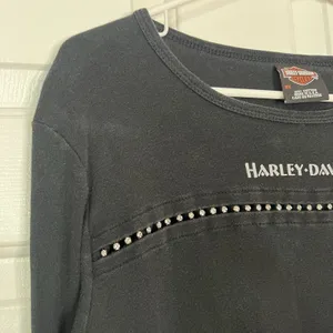 Harley Davidson Biker Black Rhinestone Studded Long Sleeve Shirt Top Women's 2X thumbnail 3