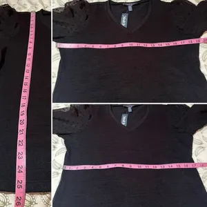 Modcloth More After Midnight Top Black Long Sleeve Sheer Polka Dot Sleeve M NWT thumbnail 12