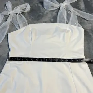 NEW Lulus Beaming Perfection White Pearl Organza Tie-Strap Mini Dress Size XL thumbnail 12