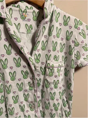 Roller Rabbit Mint Love Bunnies Polo Short PJ Pajama Set- Size P Petite XXS XS thumbnail 5