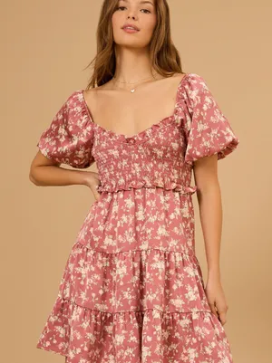 Altar’d State Burgundy Multi Cyrus Floral Mini Dress Size Small thumbnail 4