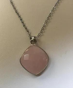 Handmade Rose Quartz Chain Necklace thumbnail 2