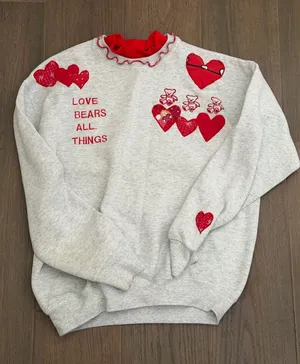 Valentine’s Day custom love themed crewneck sweatshirt vintage vault find large thumbnail 1