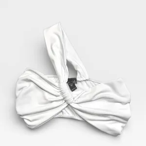 NWT Windsor Bandeau Style One Shoulder White Twist Front Crop Top SMALL thumbnail 7